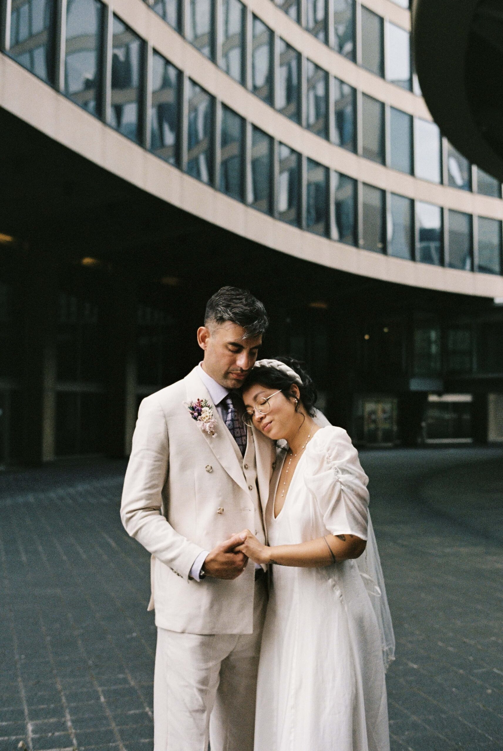 Toronto City Hall couple portrait on film
